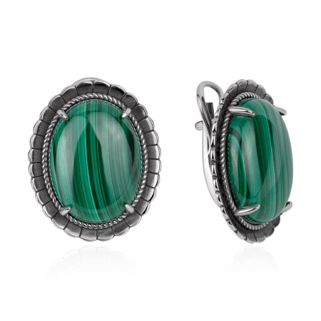 Серьги из серебра с малахитами
