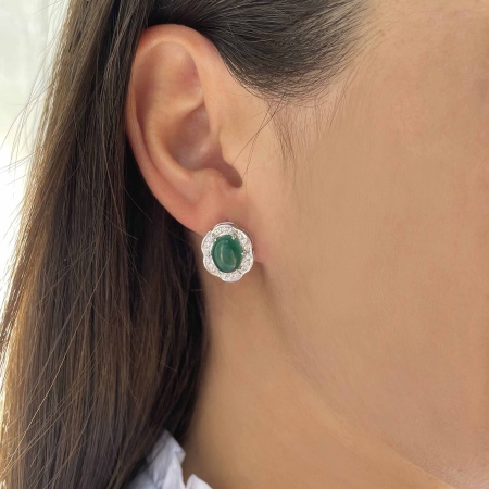 Серьги из серебра с агатами и фианитами 2340390141-60 от KRASNOE, металл Серебро, вставка Агат