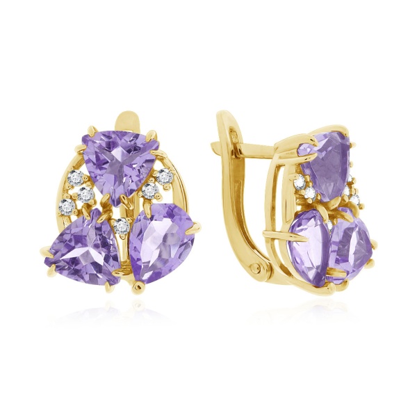 Серьги из серебра с аметист со скидкой