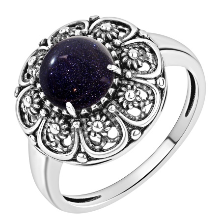 Купить кольцо из серебра с авантюрином в интернет-магазине KRASNOE