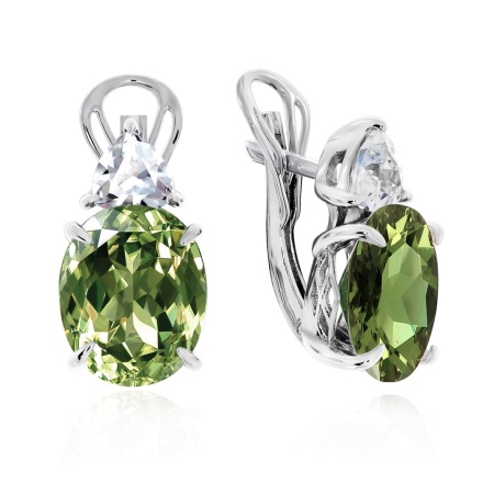 Серьги из серебра с фианитами и кристалл ювелирныйами 2340290998-98 от KRASNOE, металл Серебро, вставка Кристалл ювелирный