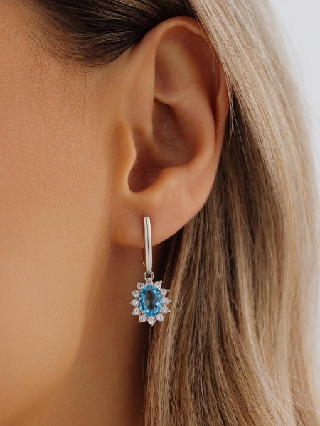 Серьги из серебра с топазом