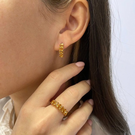 Серьги из серебра с цитринами со скидкой