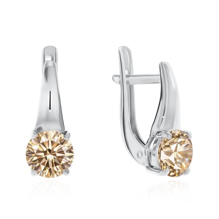 Серьги из серебра с муассанитом 2340970254-39 от KRASNOE, металл Серебро, вставка Муассанит