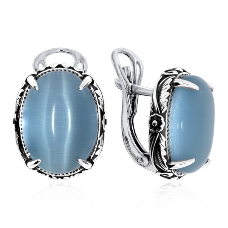 Серьги из серебра с кошачим глазом 2310265714-70 от KRASNOE, металл Серебро, вставка Кошачий глаз