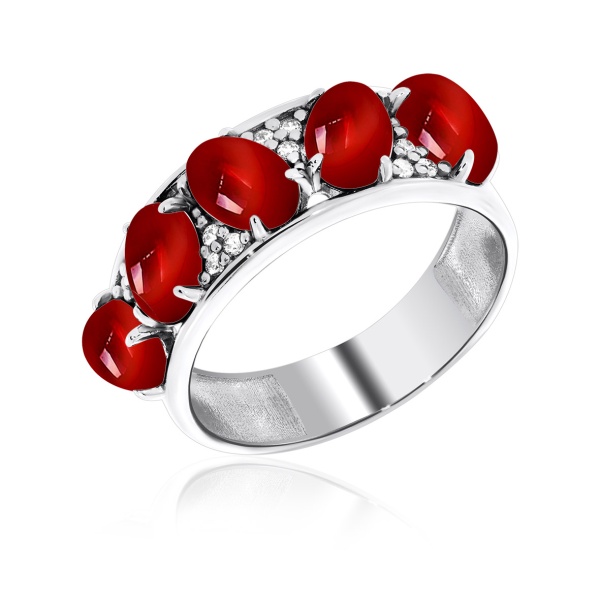 Кольцо из серебра с ситаллами и фианитами со скидкой