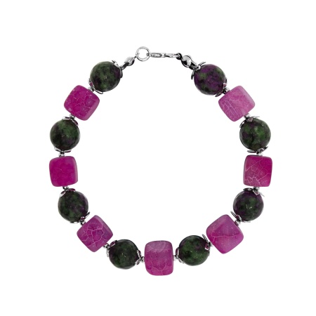 Купить браслет из серебра с ледяными агатами и цоизитами