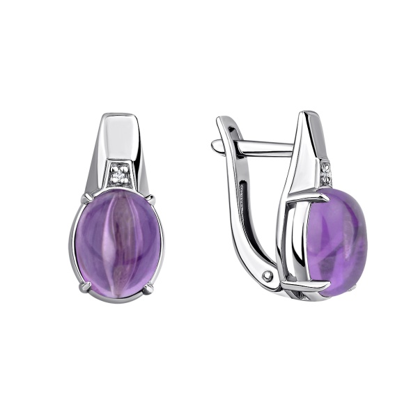 Серьги из серебра с аметистом  в ювелирном интернет-магазине