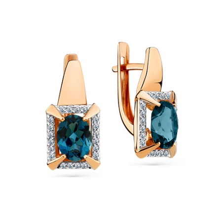 Серьги из золота с топаз лондоном 02-3-373-1101-011 от KRASNOE, металл Золото, вставка Топаз Лондон