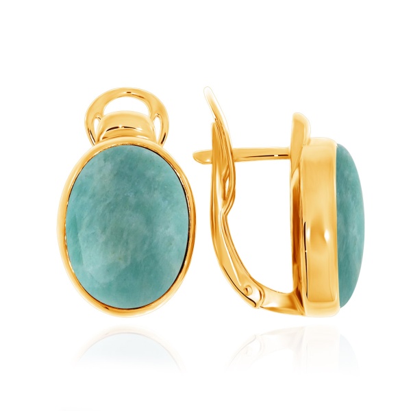 Серьги из серебра с амазонитами 2320370932 от KRASNOE, металл Серебро, вставка Амазонит