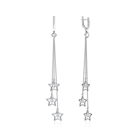 Серьги из серебра с фианитами 2340200768 от KRASNOE, металл Серебро, вставка Фианит