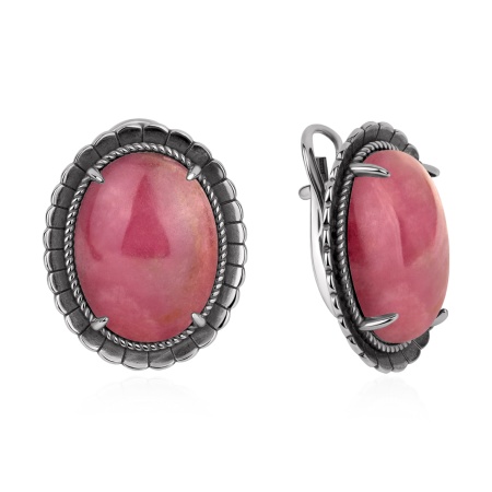 Серьги из серебра с родонитами 2310456361 от KRASNOE, металл Серебро, вставка 
