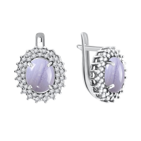 Серьги из серебра с агатами и фианитами со скидкой