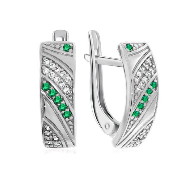 Серьги из серебра с ситаллами и фианитами со скидкой