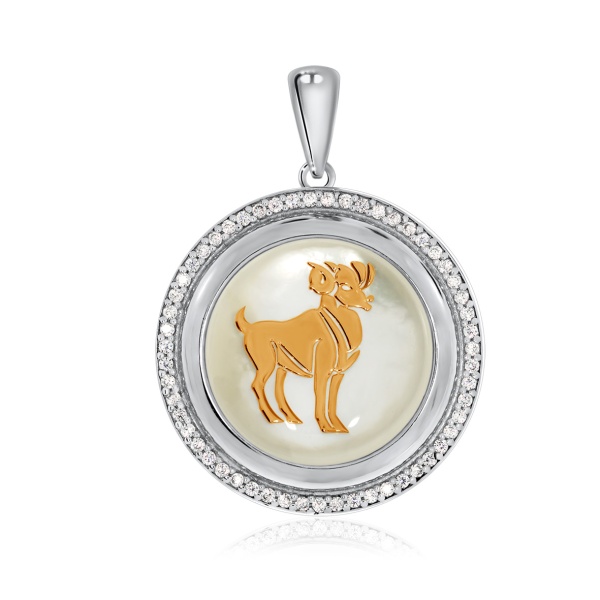 Купить подвеска из серебра с перламутром и фианитами