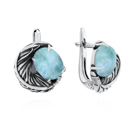 Серьги из серебра с ларимаром