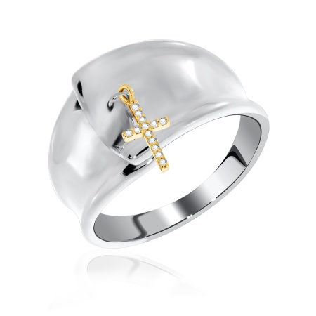 Кольцо из серебра с фианитами со скидкой