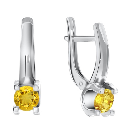 Серьги из серебра с цитринами 2340110050 от KRASNOE, металл Серебро, вставка Цитрин