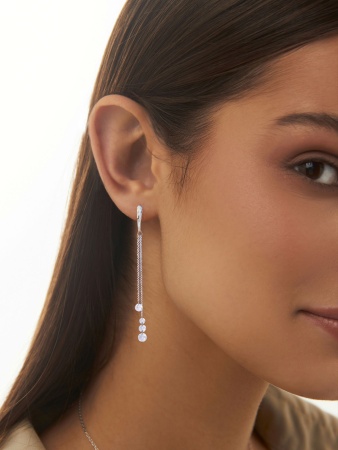 Серьги из серебра с фианитами 2340200635-9 от KRASNOE, металл Серебро, вставка Фианит