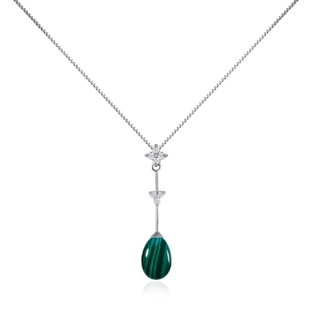 Колье из серебра с малахитом и фианитами