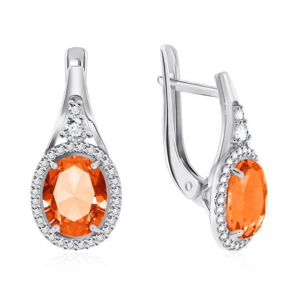 Серьги из серебра с фианитами со скидкой