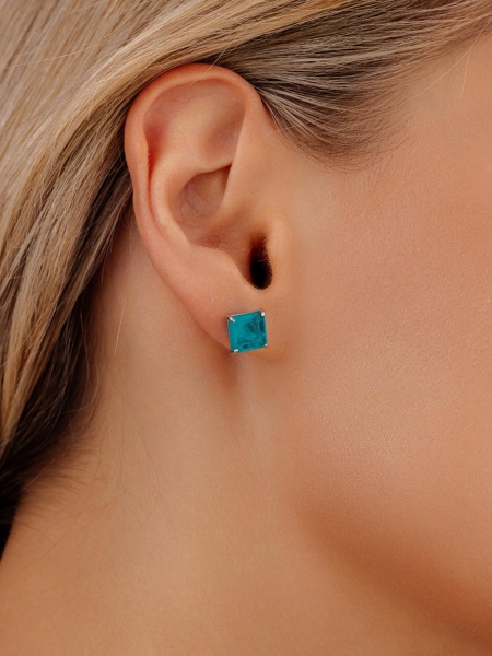 Пусеты из серебра с турмалином синт.