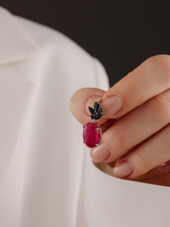 Купить подвеска из серебра с агатом и фианитами