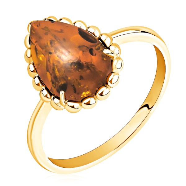 Купить кольцо из серебра с янтарём в интернет-магазине KRASNOE