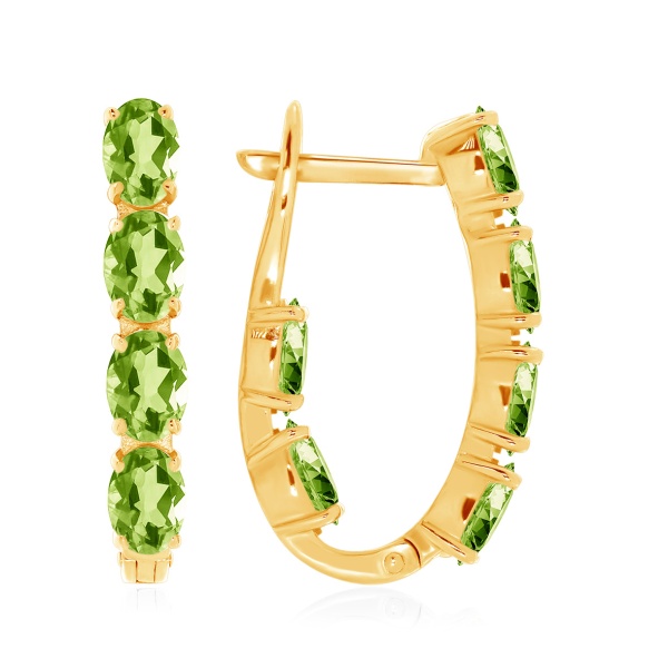 Серьги из серебра с хризолитами 2318131182 от KRASNOE, металл Серебро, вставка Хризолит