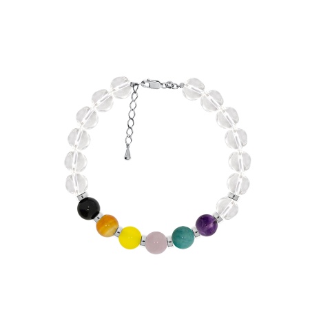 Купить браслет из серебра с кварцем, аметистом, амазонитом, агатами и горным хрусталем Купить браслет из серебра с кварцем, аметистом, амазонитом, агатами и горным хрусталем