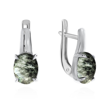Серьги из серебра с серафинитами 2340920369 от KRASNOE, металл Серебро, вставка Серафинит