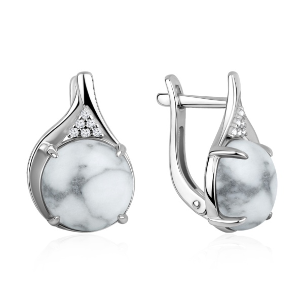 Серьги из серебра с кахолонгом