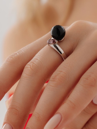 Купить кольцо из серебра с агатом и фианитом в интернет-магазине KRASNOE