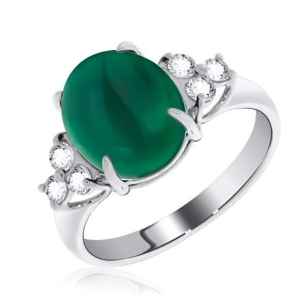 Купить кольцо из серебра с агатом и фианитами в интернет-магазине KRASNOE