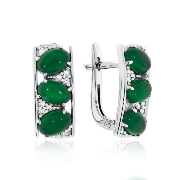 Серьги из серебра с агатами и фианитами 2340392909-60 от KRASNOE, металл Серебро, вставка Агат