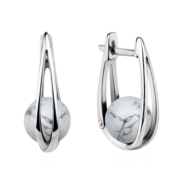Серьги из серебра с кахолонгом