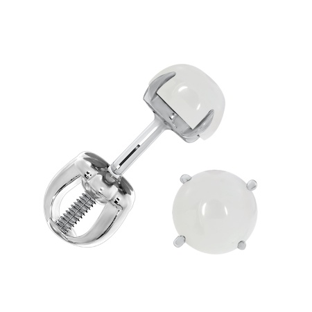 Пусеты из серебра с агатами