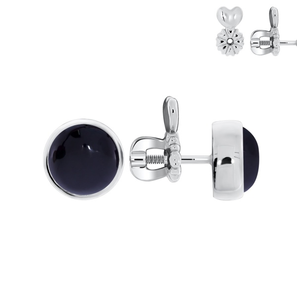 Пусеты из серебра с агатами