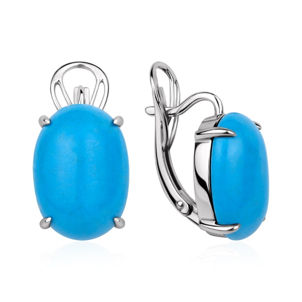Серьги из серебра с бирюзой со скидкой