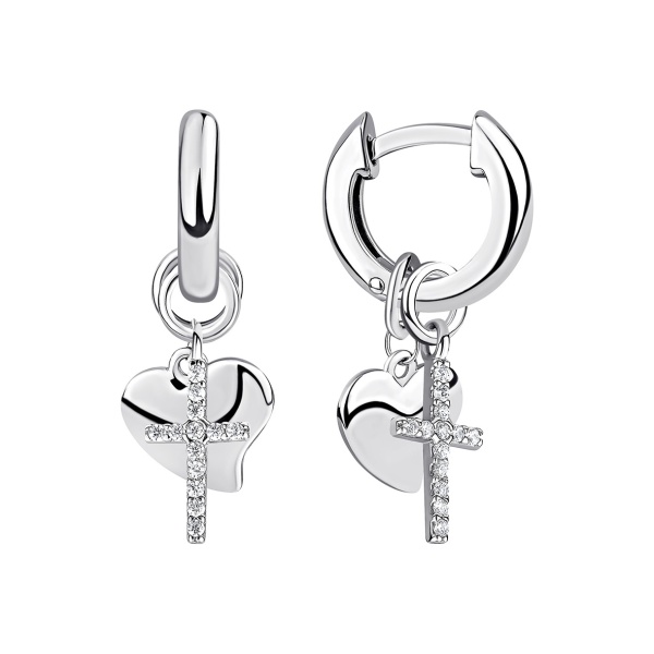 Серьги из серебра с фианитом 2340204847л от KRASNOE, металл Серебро, вставка Фианит