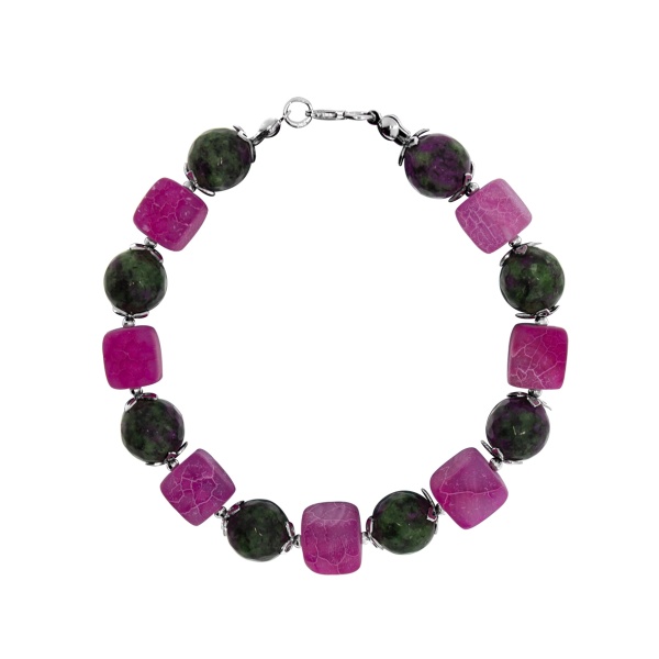 Купить браслет из серебра с агатами и цоизитами