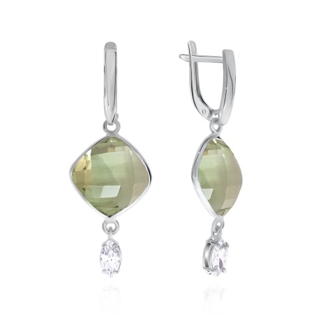 Серьги из серебра с фианитами и халцедонами 2340602877л-69 от KRASNOE, металл Серебро, вставка 