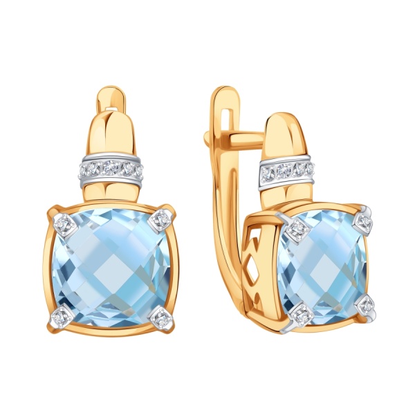 Серьги из золота Т14302В755 от KRASNOE, металл Золото, вставка Топаз