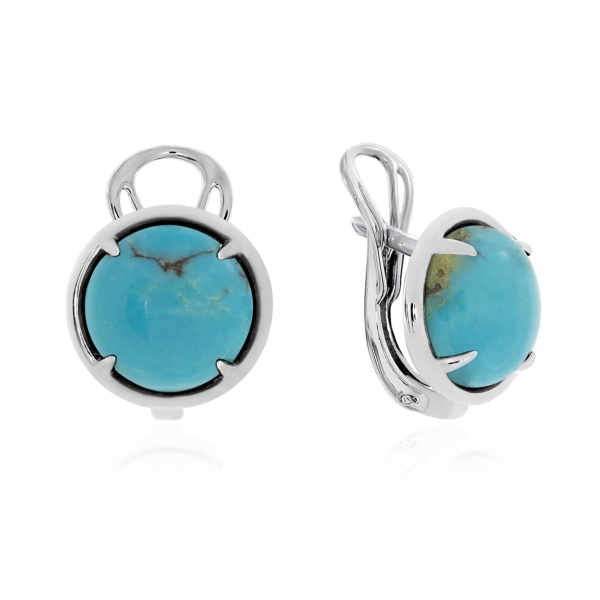 Серьги из серебра с бирюзой 2340311829 от KRASNOE, металл Серебро, вставка Бирюза