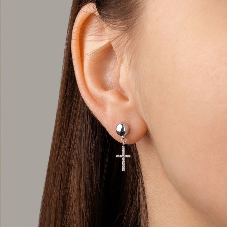 Пусеты из серебра с фианитами