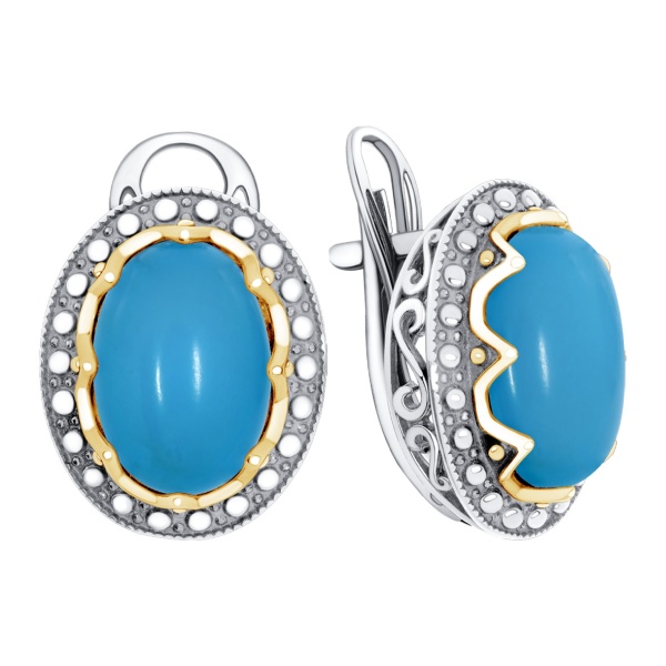 Серьги из серебра с бирюзой 2317Б25969 от KRASNOE, металл Серебро, вставка Бирюза i Серьги из серебра с бирюзой 2317Б25969 от KRASNOE, металл Серебро, вставка Бирюза i