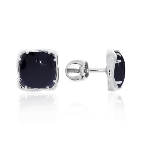 Пусеты из серебра с агатами