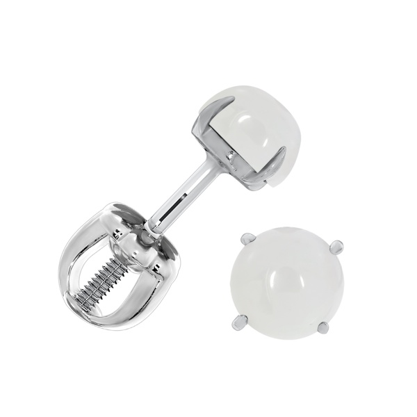 Пусеты из серебра с агатами