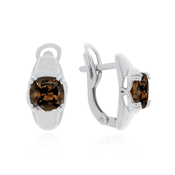 Серьги из серебра с топазами 2340101537 от KRASNOE, металл Серебро, вставка Раухтопаз