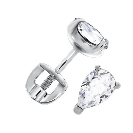 Пусеты из серебра с фианитами 2340200297 от KRASNOE, металл Серебро, вставка Кристалл ювелирный